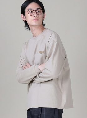 日单春秋新款休闲文艺范松紧圆领后背油画女孩印花棉T恤男女31260