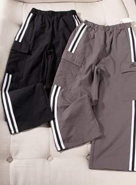 日单童装品牌春夏新款休闲百搭松紧腰侧边条纹工装裤休闲裤29026