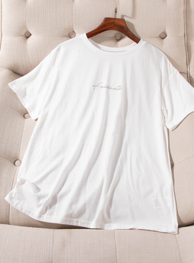 日单夏季新款简单纯色休闲百搭圆领字母印花棉薄款短袖T恤女29453
