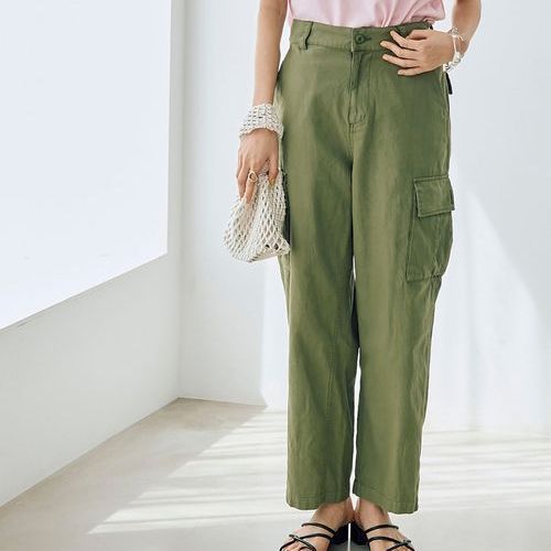 休闲百搭水洗棉高腰工装裤休闲裤