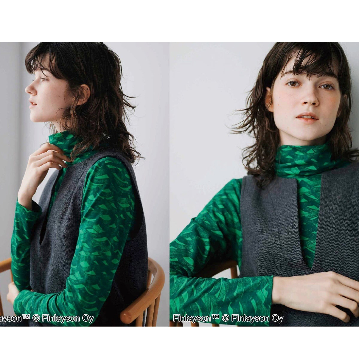 北欧风格高领印花长袖打底衫小衫