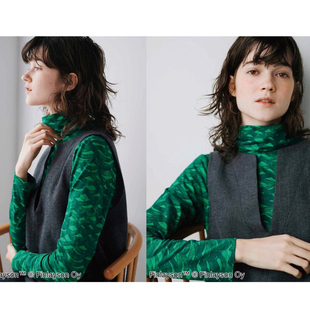 小衫 日单秋冬新款 棉打底衫 高领几何印花长袖 30736 优雅北欧风格