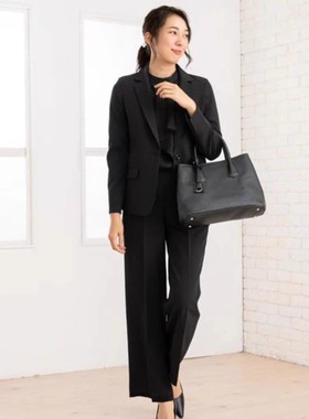 日单品牌春夏新款简单气质OL半松紧侧口袋直筒西装裤休闲裤28849