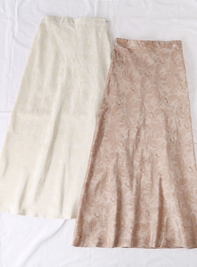 日单春夏新款国风时尚半松紧腰侧边拉链提花半身裙需安全裙20614