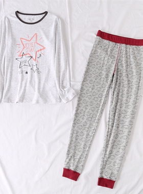 外贸单秋冬童装家居服圆领印花束脚长裤睡裤秋衣秋裤非套装20517