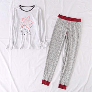 外贸单秋冬童装家居服圆领印花束脚长裤睡裤秋衣秋裤非套装20517