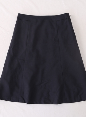 日单品牌四季简单纯色侧拉链带内衬及膝款半身裙气质OL裙28474