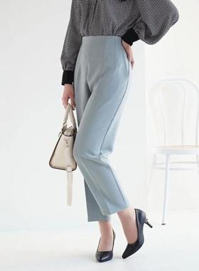 日单春夏新款简单纯色气质显瘦半松紧腰小脚西装裤九分裤29331