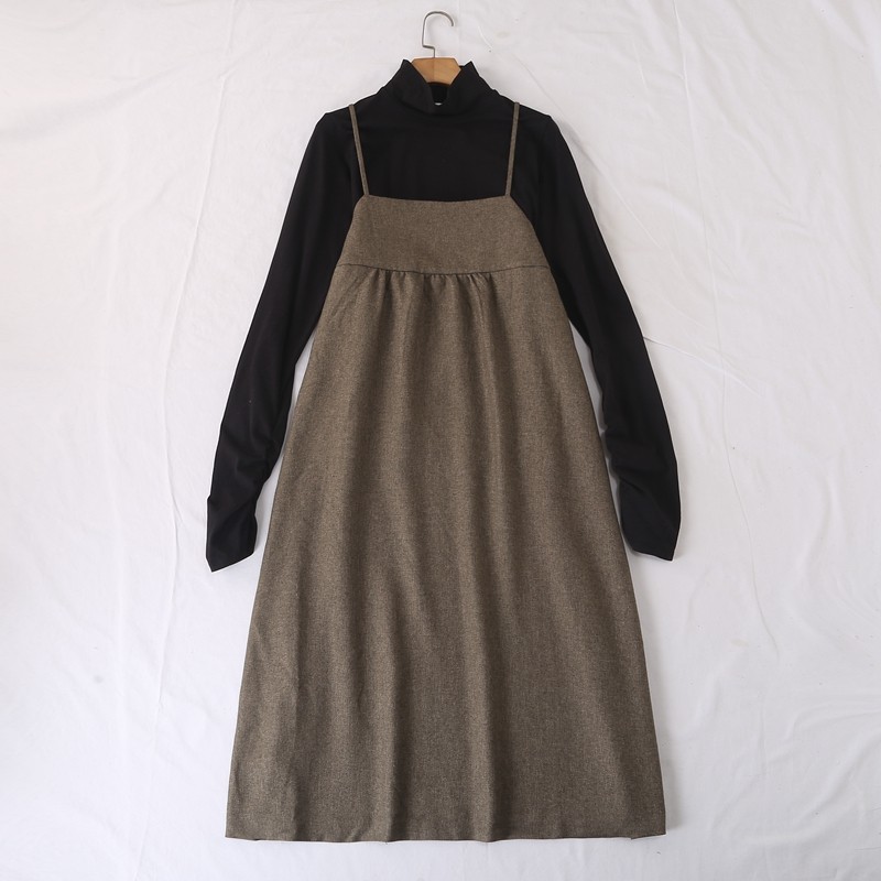 日单秋冬新款时尚文艺套装高领衫棉长袖T恤打底衫+厚吊带裙24481,女装/女士精品,时尚套装,淘宝优惠券,粉丝福利购,淘宝优惠卷