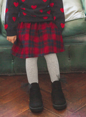 日单秋冬新款学院风亲子装松紧腰含安全裤磨毛半身裙伞裙15117