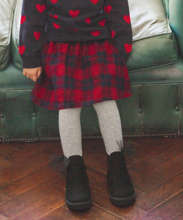 磨毛半身裙伞裙15117 松紧腰含安全裤 日单秋冬新款 学院风亲子装