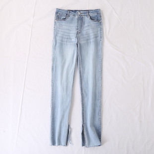 休闲长裤 秋冬新款 脚开叉猫爪设计一粒扣拉链牛子裤 裤 女24393 时尚