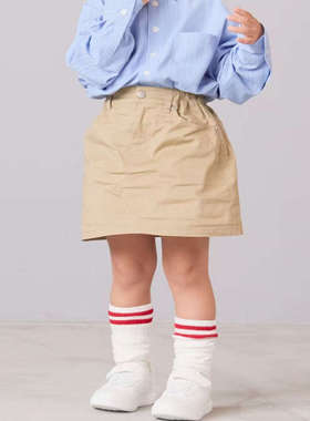 日单LF童装春秋新款时尚洋气按扣半松紧腰棉工装短裙半身裙31285