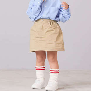 日单LF童装春秋新款时尚洋气按扣半松紧腰棉工装短裙半身裙31285