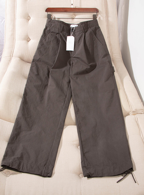 品牌国内专柜新款时尚有型一粒扣带抽绳棉工装裤男女30479