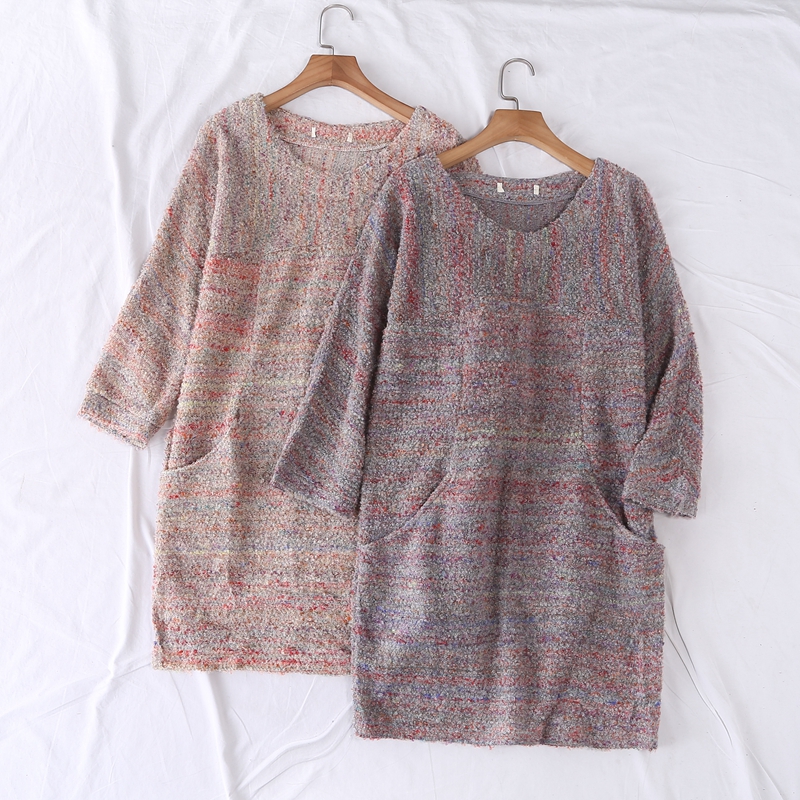 日单有范混色中长款连衣裙针织衫