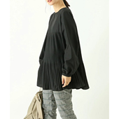 百褶衬衫 日单品牌春秋新款 优雅减龄百搭圆领两粒扣高腰长袖 30578