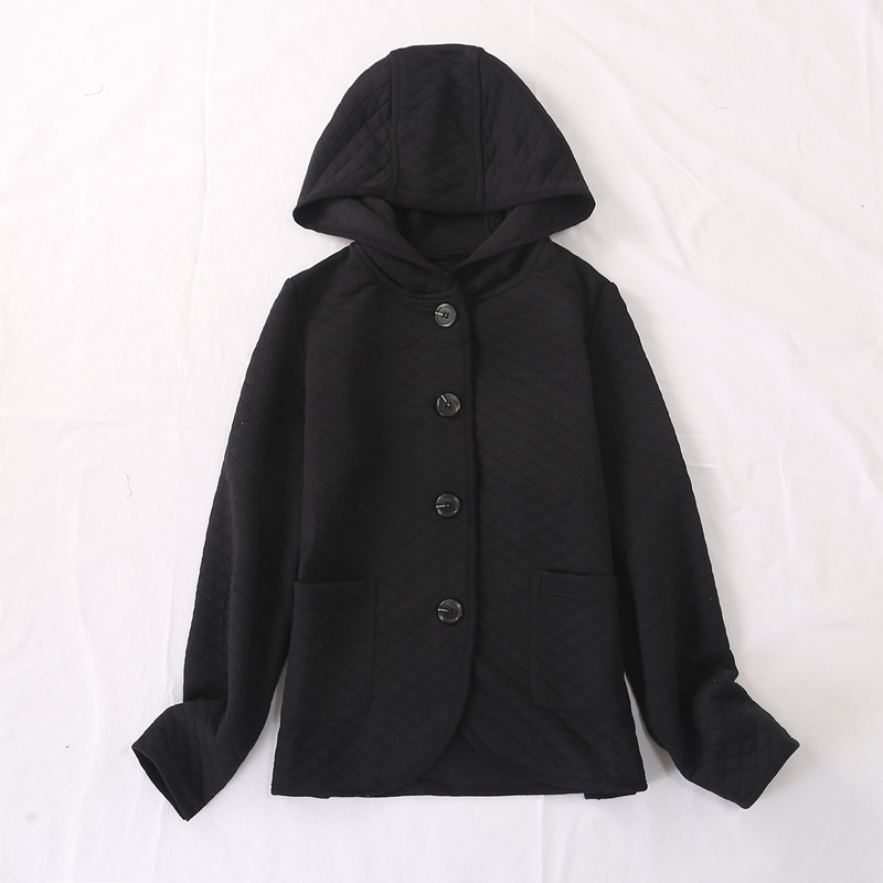 菱形绗线简约大方连帽棉衣外套