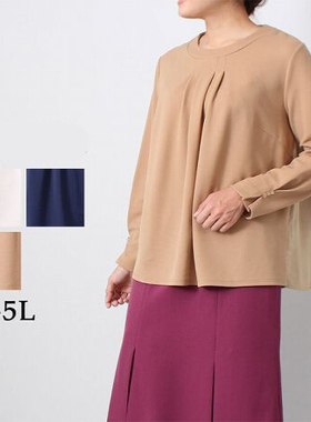 日单春秋新款大码女装一粒扣圆领后背拼接纽扣长袖T恤上衣22053