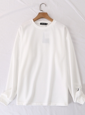 日单品牌春秋新款休闲百搭圆领袖子刺绣长袖T恤卫衣男女上衣25366