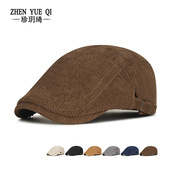 春秋冬季 灯芯绒可调节鸭舌帽男女士文艺青年复古风纯色条绒前进帽