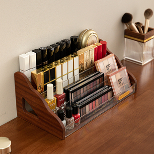 化妆品收纳盒木多层桌面置物架口红唇膏釉彩指甲油眼影香水收纳架