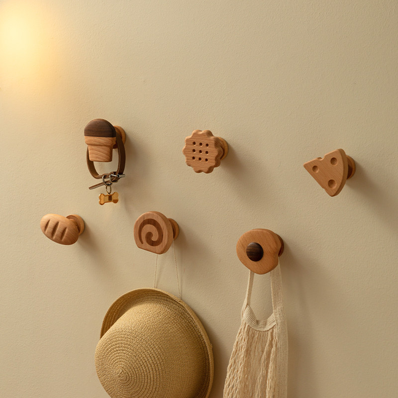 挂钩免打孔强力承重门后墙上无痕实木质衣帽钩挂书包创意强力粘钩