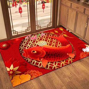 入户门垫进出入平安硅藻泥地垫门口耐脏防滑玄关脚垫喜庆红色地毯