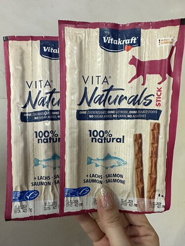 港购 德国 Vitakraft 天然滋味鸡肉鱼肉鱼肉肉条猫零食5g x 4