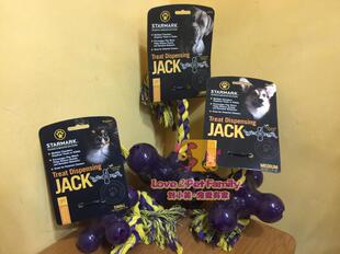 美国StarMark 星记 附绳千斤顶 狗狗犬用绳结玩具球漏食球耐咬球