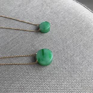 紫风三千院 天然冰糯种平安扣无事圆牌镶嵌18K金简约锁骨链团圆