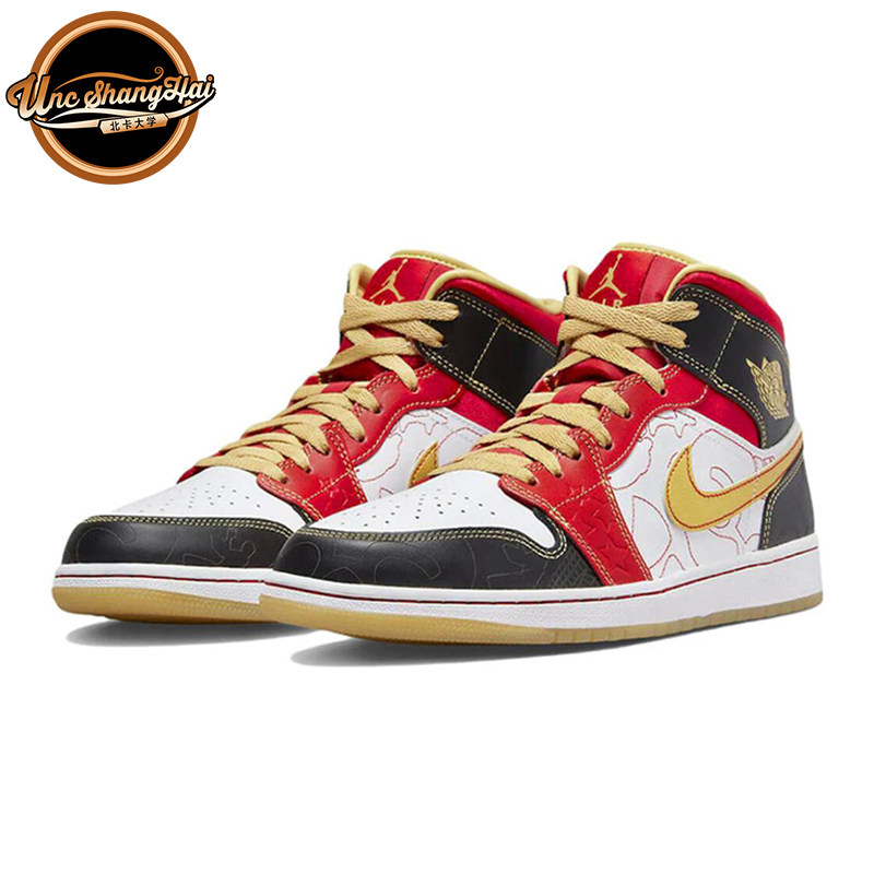 北卡大学 Air Jordan 1 Mid AJ1 白红 喜庆 中帮篮球鞋DV0576-176
