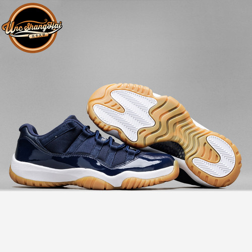 AJ11海军蓝生胶底篮球鞋