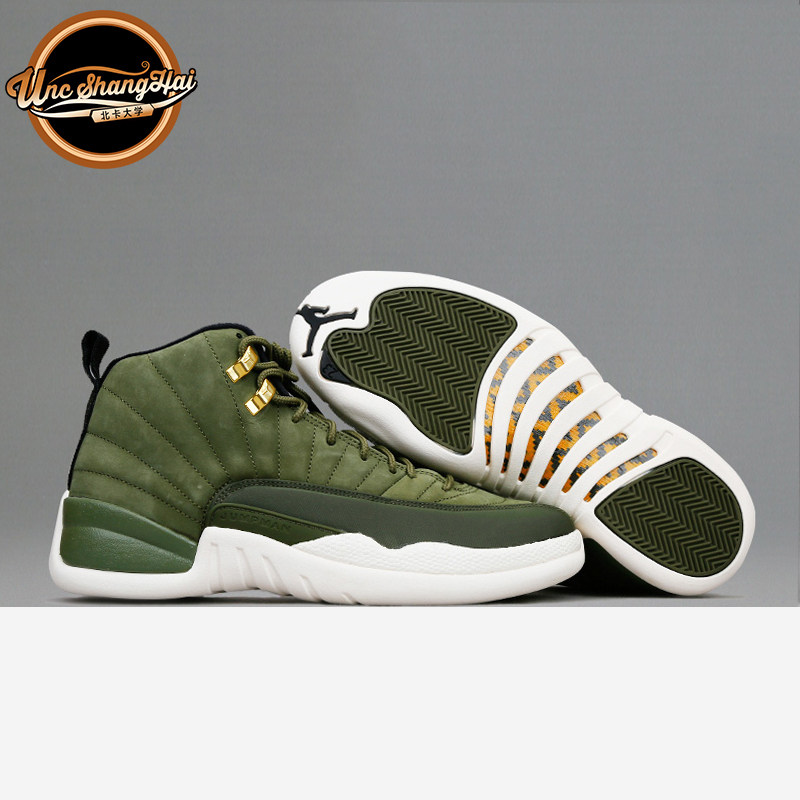北卡大学 air jordan 12 aj12 保罗cp3 军绿金扣麂皮 130690-301