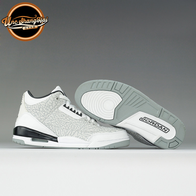 北卡大学 Air Jordan 3 Flip AJ3 灰白银 白爆裂 水泥315767-101