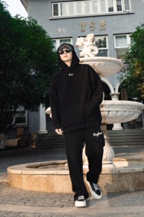 DOGTOWN基础南京刺绣LOGO帽衫背后发泡LOGO套头卫衣宽松帽衫