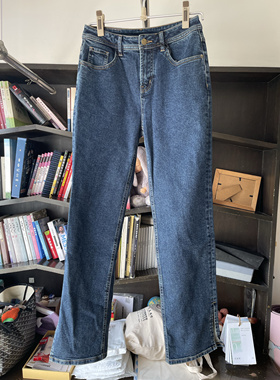 特价清仓仅27给你超模腿弹力赛络纺复古开衩牛仔裤女