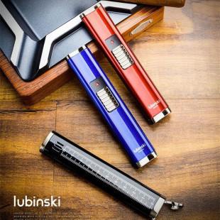 正品LUBINSKI鲁宾斯基雪茄打火机双直冲多功能烟托带开孔器打火机