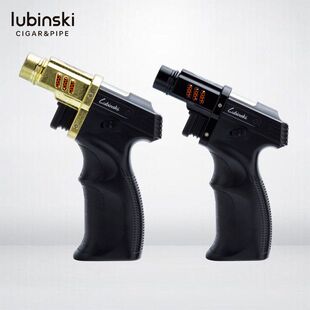 正品LUBINSKI鲁宾斯基雪茄打火机锌合金电镀喷枪台式单直冲打火机