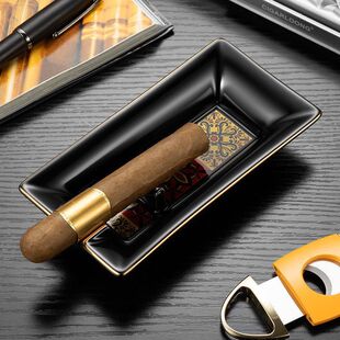 正品CIGARLOONG茄龙雪茄烟灰缸大口径烟槽古典家用办公陶瓷烟灰缸