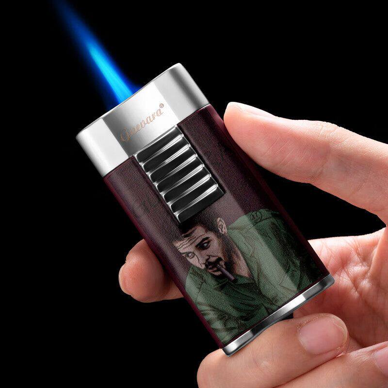 正品GUEVARA格瓦拉雪茄打火机大火力直冲蓝焰雪茄打火机带雪茄托