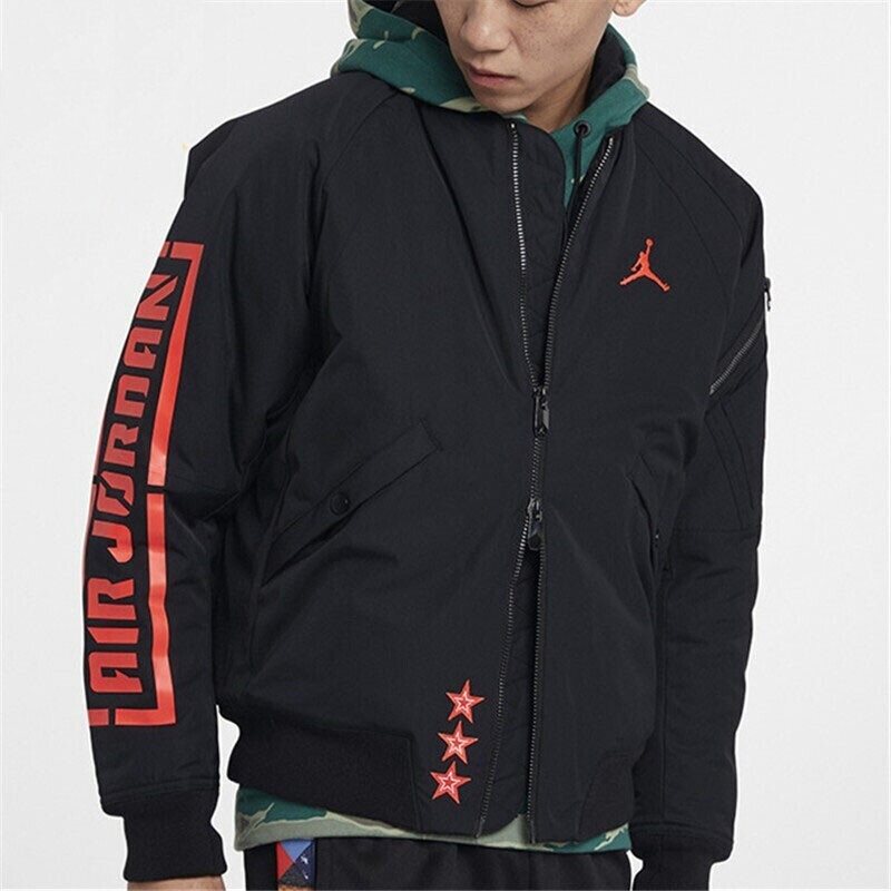 耐克 JORDAN男女MA-1款AJ无飞翼LOGO 冬季棒球棉夹克 BQ6957-010