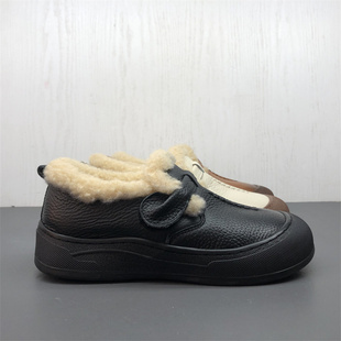 日常休闲舒适圆头品第冬季 真皮女鞋 保暖牛皮雪地靴 断码 工厂新款
