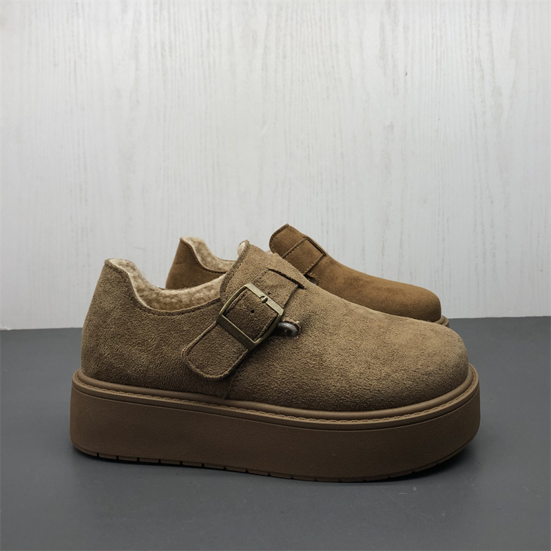 工厂断码女鞋冬季新款日常休闲舒适百搭圆头厚底加绒保暖女棉鞋