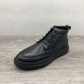 断码 真皮男鞋 冬季 工厂新款 时尚 保暖圆头松糕底前系带休皮男短靴