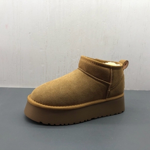 工厂断码真皮女鞋冬季新款日常舒适百搭圆头厚底保暖磨砂皮雪地靴