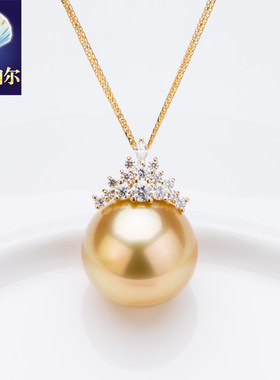 南洋金珠18K金莫桑钻项链