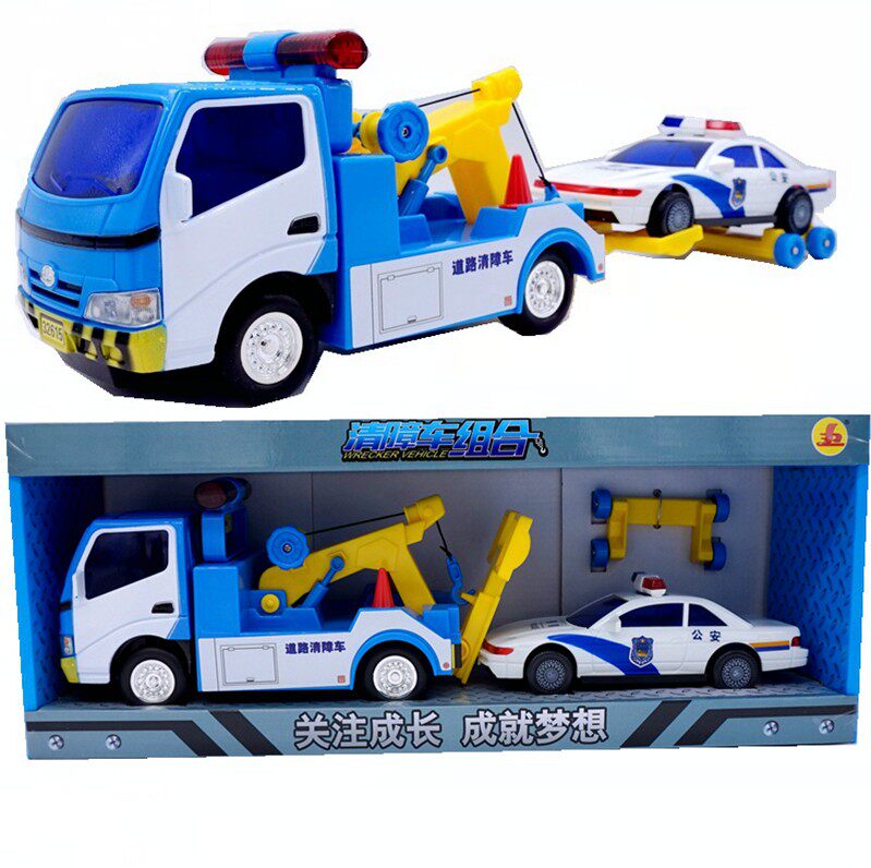 包邮力利新品 超级耐摔惯性工程车玩具 交警道路清障车组合32527