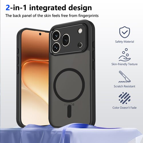 适用于荣耀Honor Magic 7/8 Lite/600 Pro 5G 手机壳全包防摔保护套磁吸无线充电肤感磨砂透黑防指纹PC背板