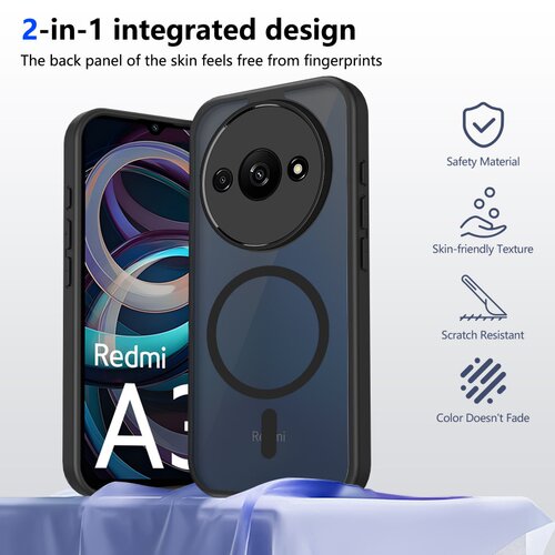 适用于小米Poco C61/C75/F7 Ultra Pro 4G 5G 手机壳全包边防摔保护套磁吸无线充电肤感磨砂透黑防指纹PC背板
